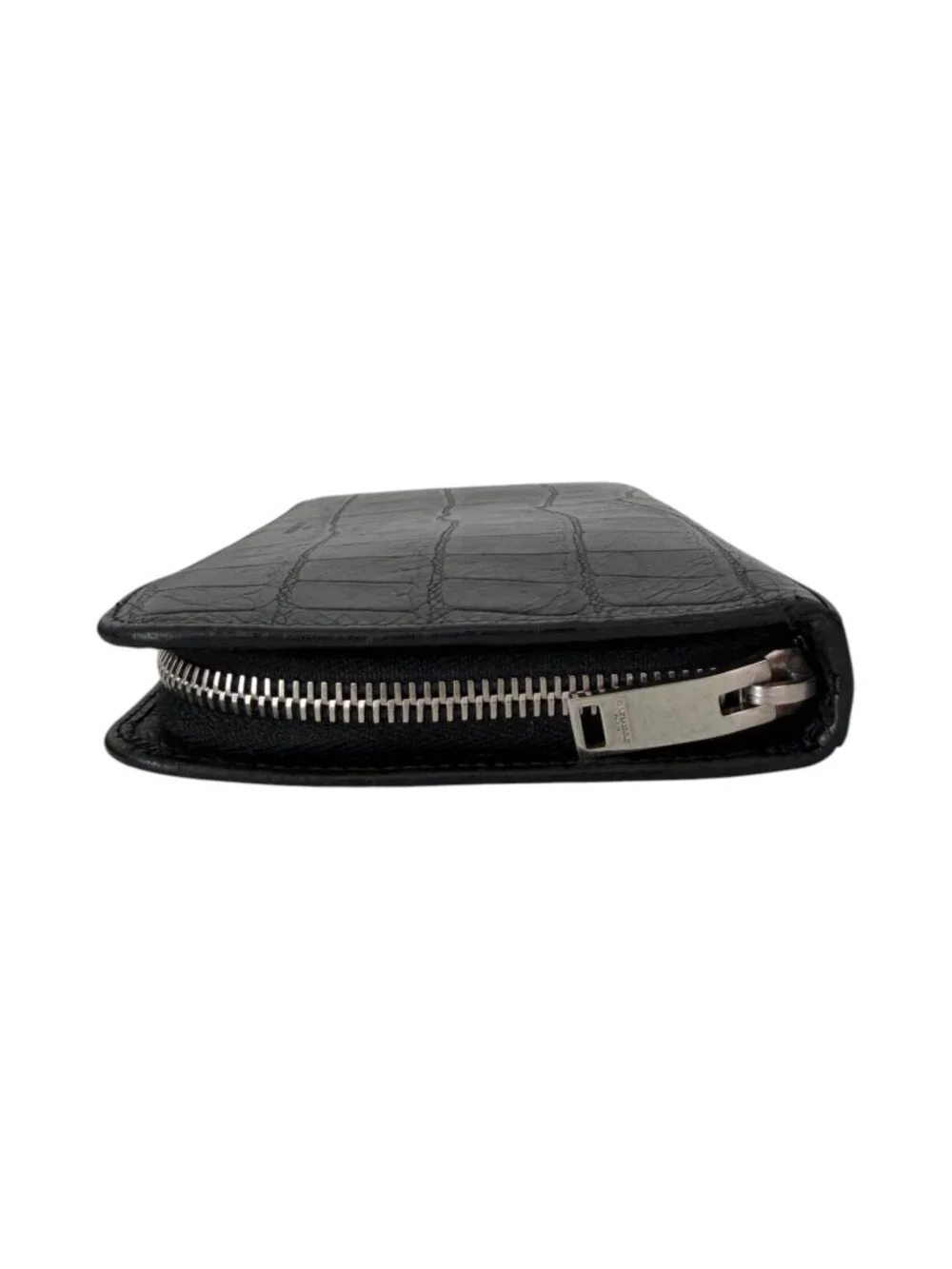 Saint Laurent Black Crocodile-Embossed Paris Zip Around Wallet